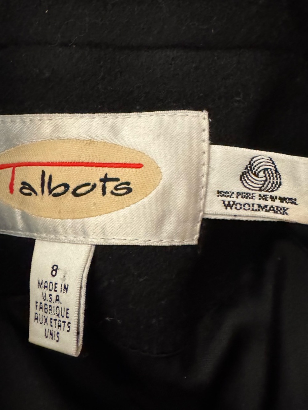 Talbots Black Wool Peacoat Womens Size 8 Made in USA Classic Coat - Picture 5 of 5